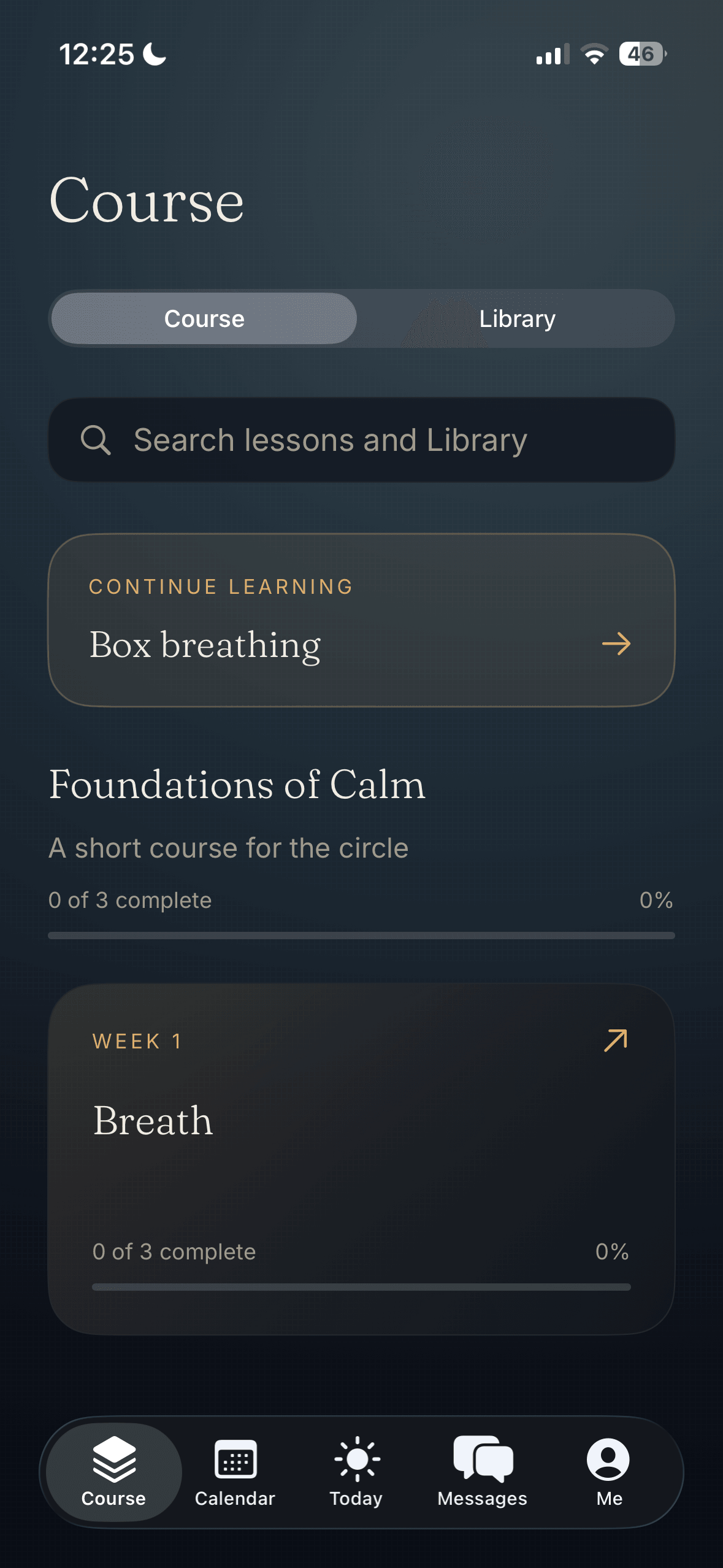 Meridian Course screen