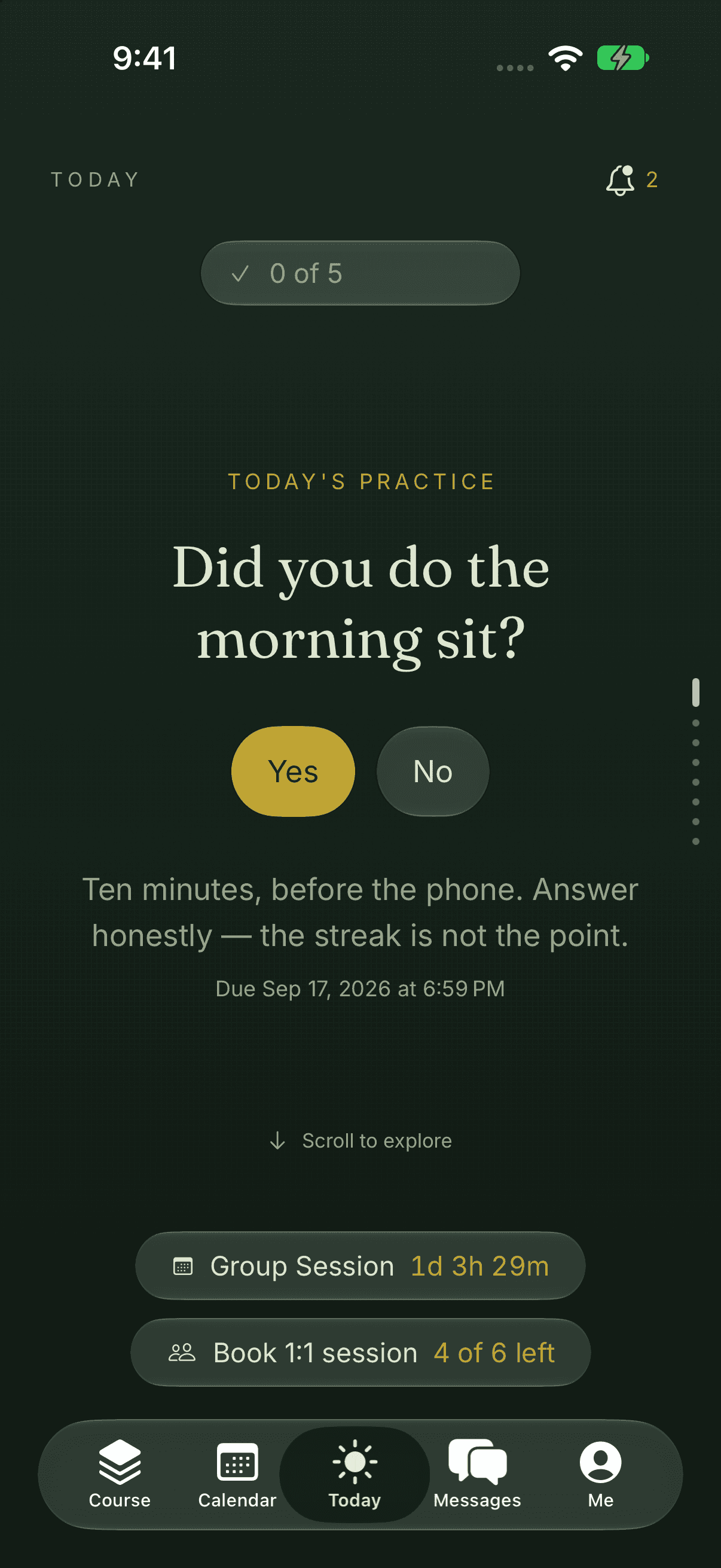 Meridian Today in Forest Floor: Did you do the morning sit?