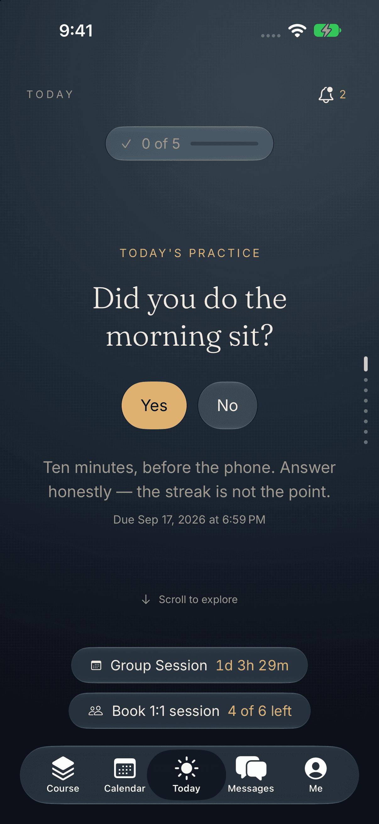 Meridian Today in Numinous Night: Did you do the morning sit?