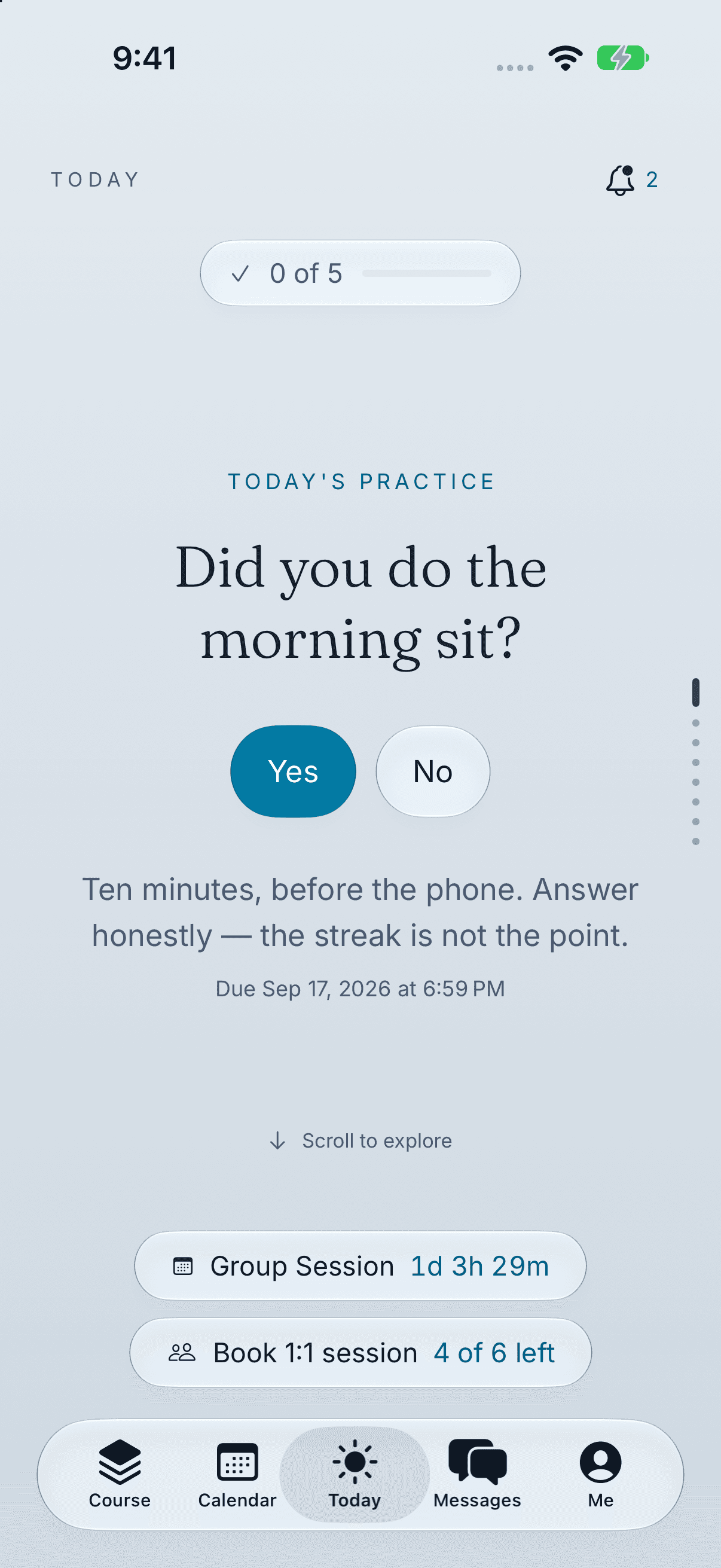 Meridian Today in Tide & Stone: Did you do the morning sit?
